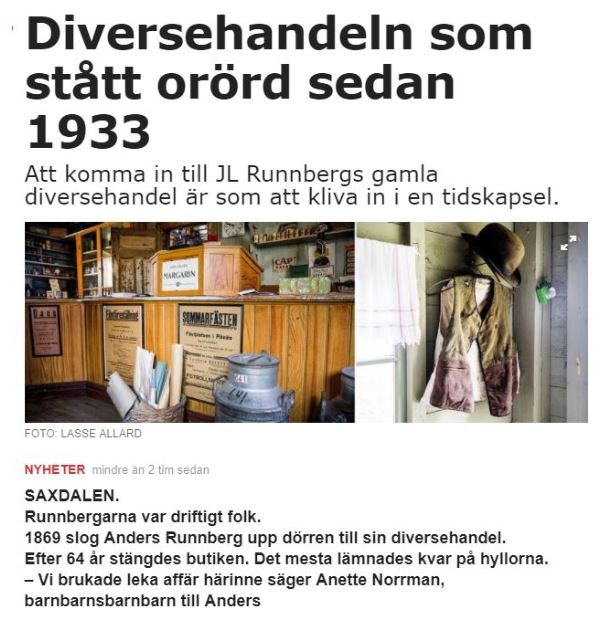 Aftonbladet, besöker Runnbergs Gården